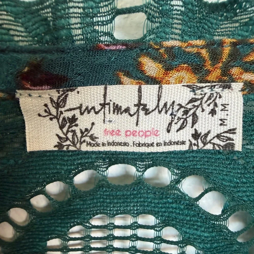 Free People Intimately Maxi Dress M Teal Floral Boho Lace Back Excellent (2091) - Picture 4 of 11